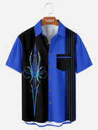 Tall Men's Blue Pinstripe Hot Rod Short Sleeve Shirt ElevenOasis