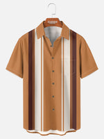 Men¡¯s Retro Lane Stripe Bowling Short Sleeve Shirt Eleven Oasis