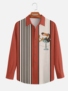 Men's Striped Everyday with Toucan in a Cocktail Glass Long Sleeve Shirt ElevenOasis