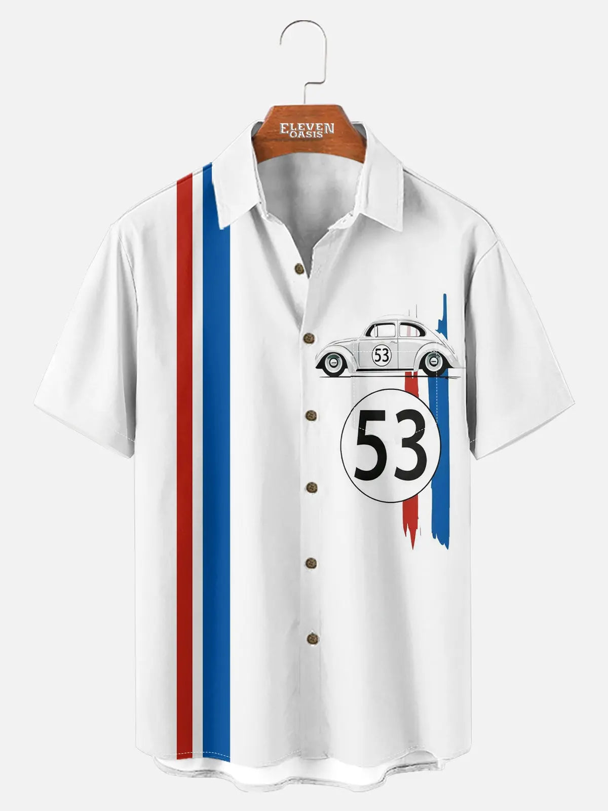 Men's Automotive Elements Contrasting Stripe Short Sleeve Shirt ElevenOasis
