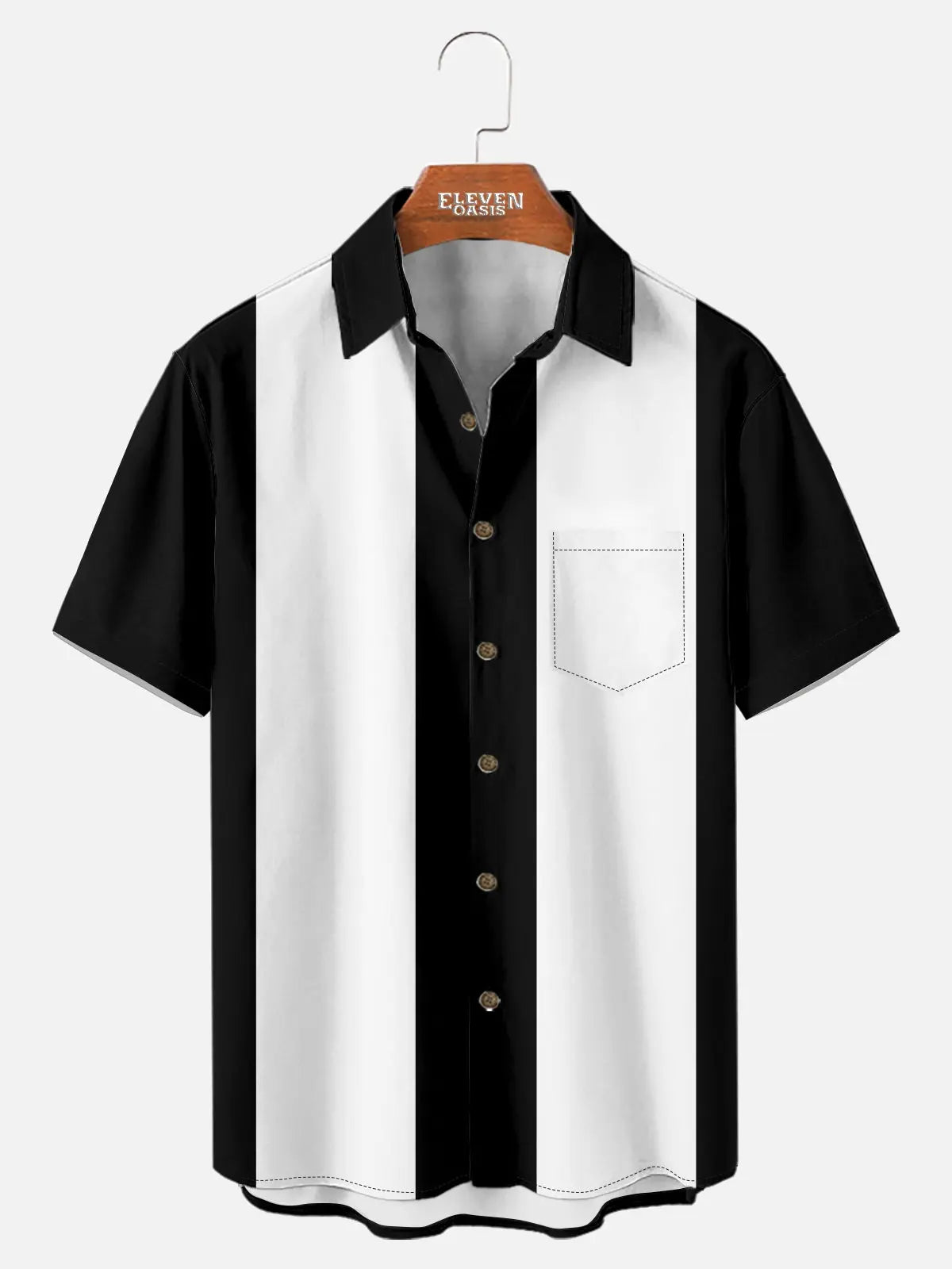 Men's Basic 50s Style Bowling Short Sleeve Shirt ElevenOasis