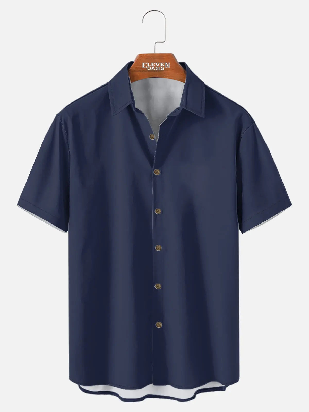 Tall Men's Casual Linen-Feel Printed Solid Color Button Short Sleeve Shirt ElevenOasis