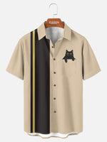 Tall Men's Black Cat in Pocket Graphic Short Sleeve Shirt Eleven Oasis