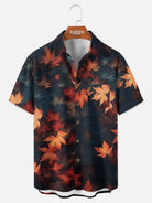 Men's Fall Maple Leaves Short Sleeve Shirt Eleven Oasis