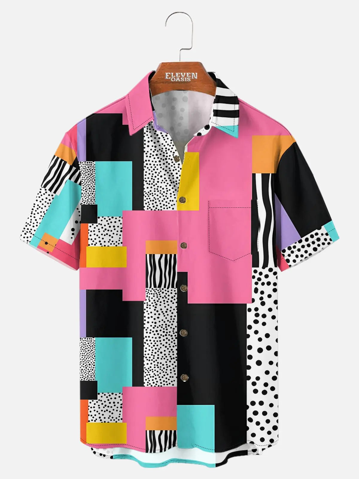 Men's Retro Pop Art Short Sleeve Shirt Eleven Oasis