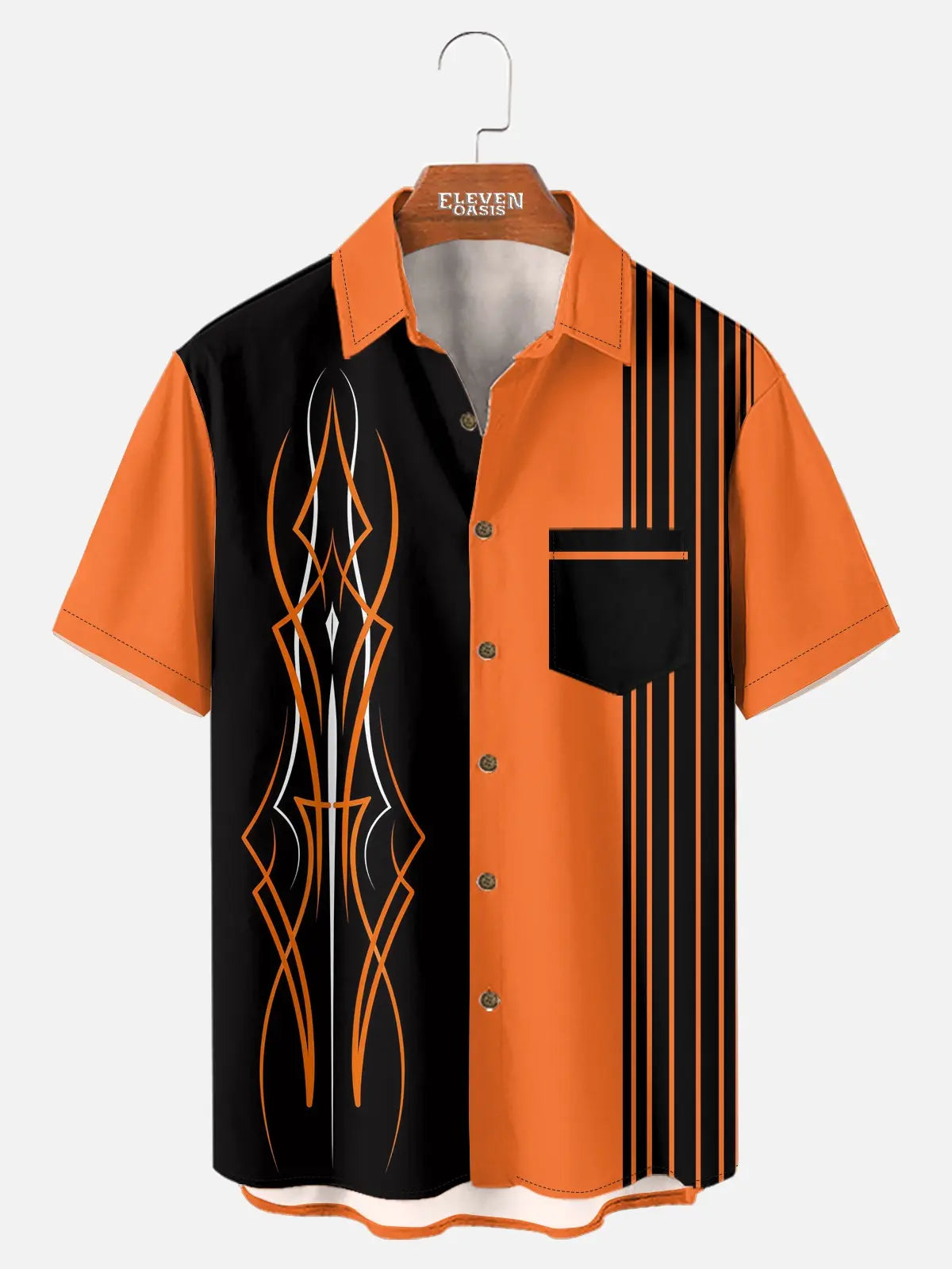 Tall Men's Red Pinstripe Panel Short Sleeve Shirt Eleven Oasis