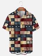 Tall Men's Vintage Patchwork Americana Short Sleeve Shirt Eleven Oasis