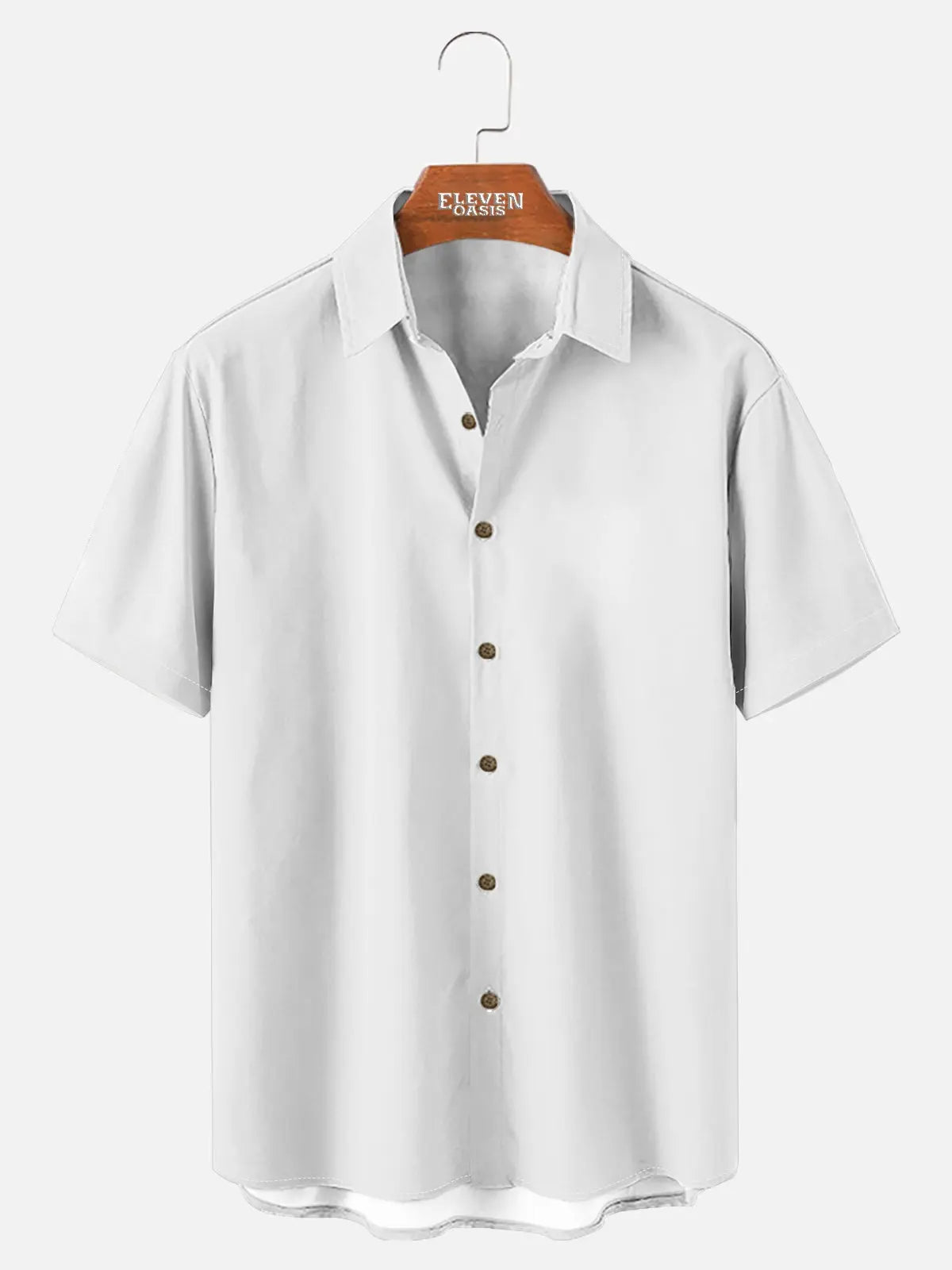 Tall Men's Casual Linen-Feel Printed Solid Color Button Short Sleeve Shirt ElevenOasis