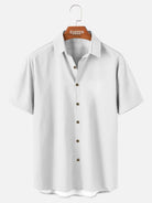 Tall Men's Casual Linen-Feel Printed Solid Color Button Short Sleeve Shirt ElevenOasis