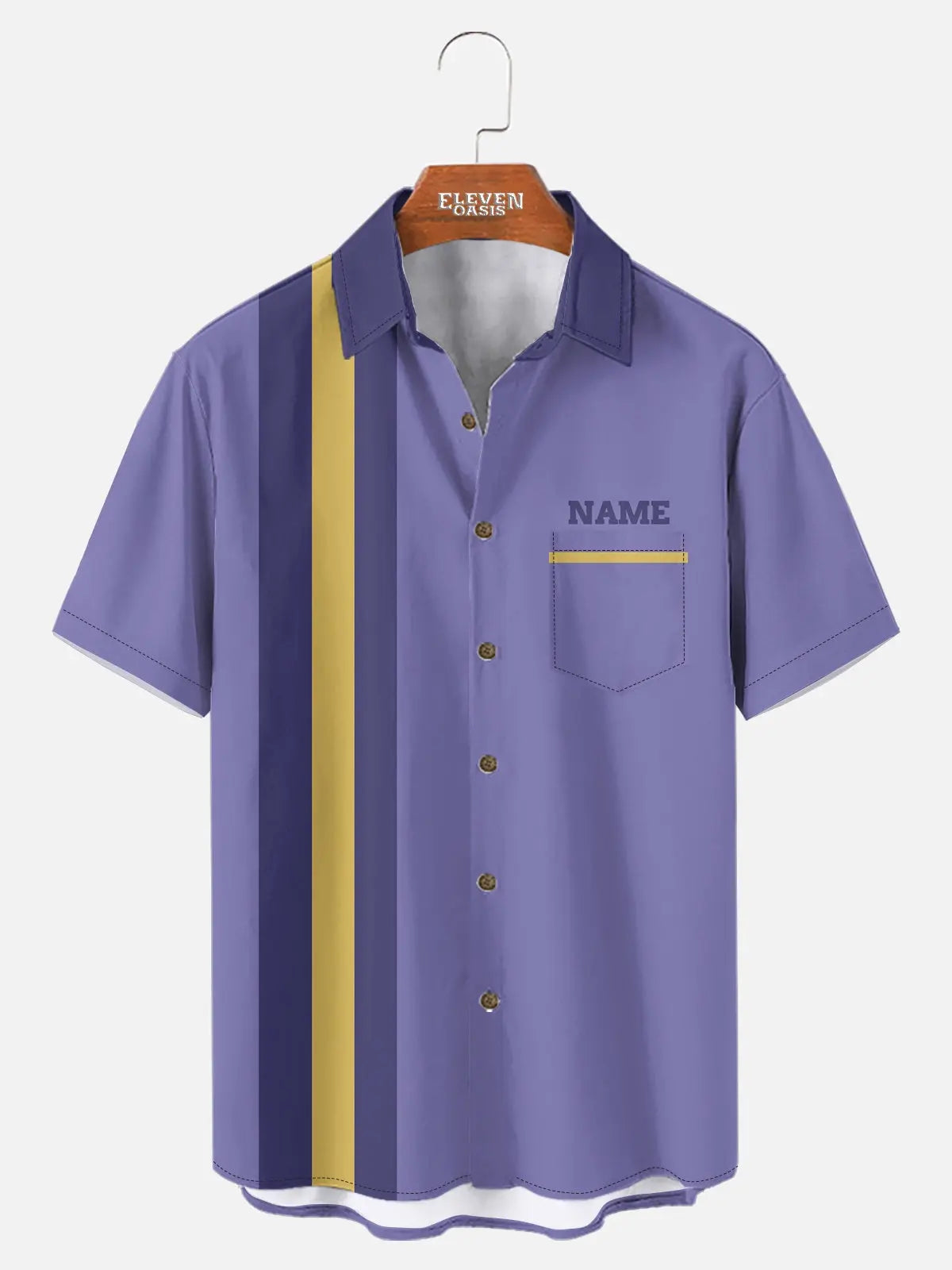 Men's Custom League Night Bowling Short Sleeve Shirt Eleven Oasis