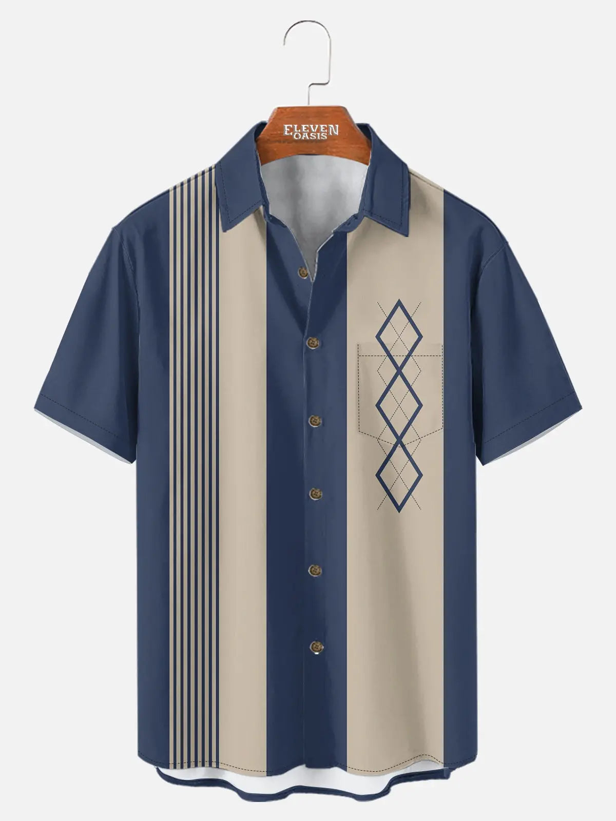 Tall Men's Mid-Century Geometric Short Sleeve Shirt ElevenOasis