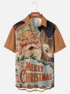 Tall Men's Santa and Rudolph Merry Christmas Short Sleeve Shirt Eleven Oasis