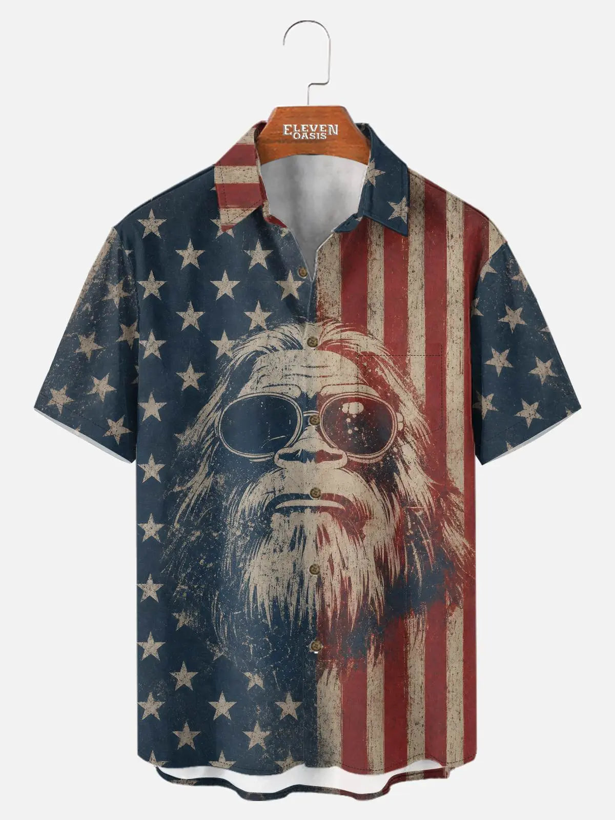 Tall Men's Patriotic Sasquatch Short Sleeve Shirt ElevenOasis