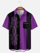 Tall Men's Blue Pinstripe Hot Rod Short Sleeve Shirt ElevenOasis