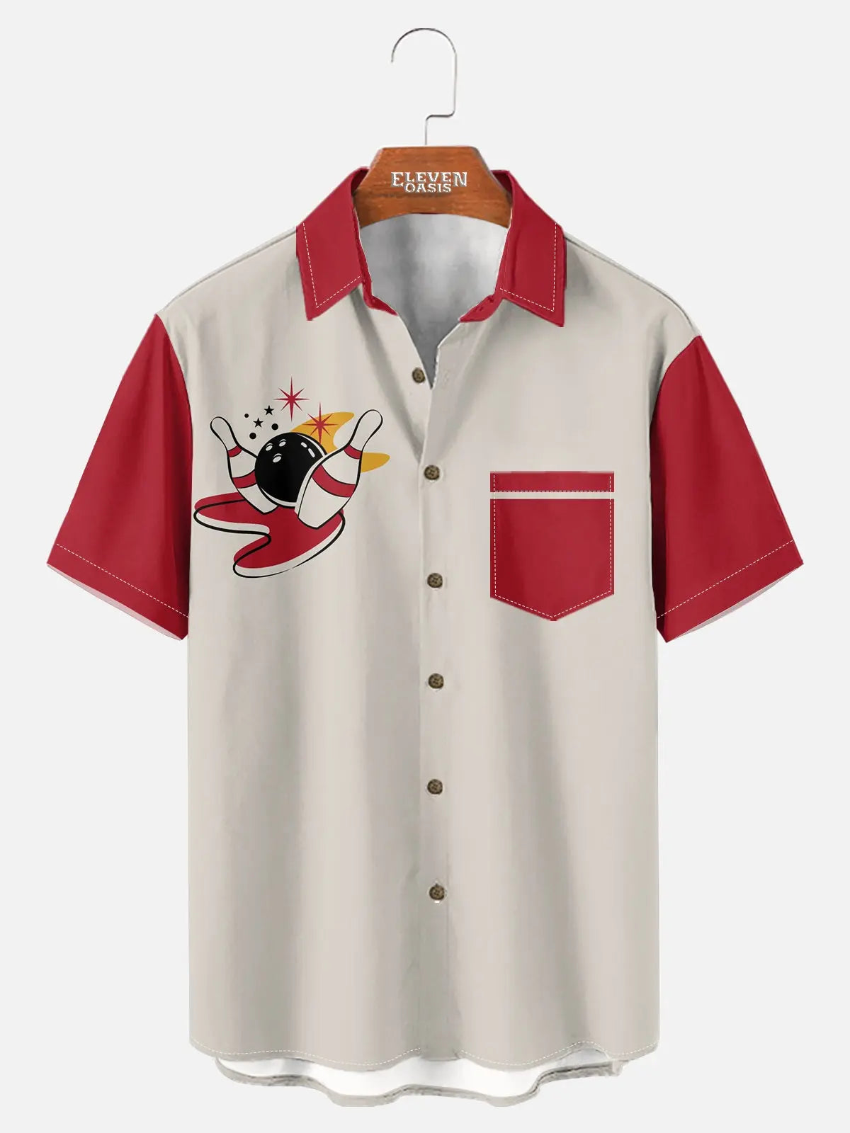Tall Men's Custom Bowling Graphic Short Sleeve Shirt Eleven Oasis