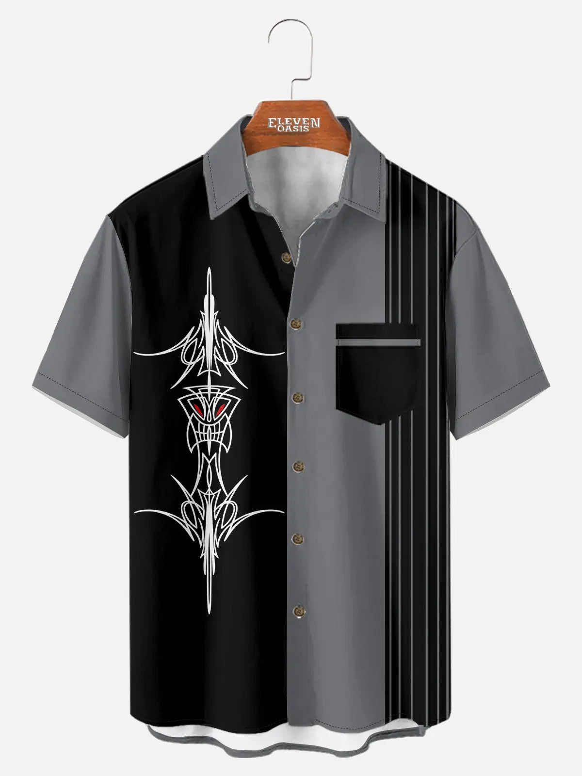 Tall Men's Blue Pinstripe Hot Rod Short Sleeve Shirt ElevenOasis