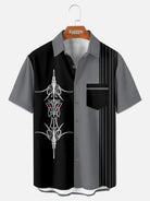 Tall Men's Blue Pinstripe Hot Rod Short Sleeve Shirt ElevenOasis