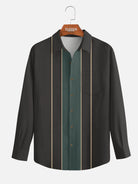 Men's Classic Striped Bowling Style Long Sleeve Shirt Eleven Oasis