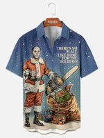 Men's "Home For The Holidays" Horror Santa Chainsaw Retro Shirt Eleven Oasis