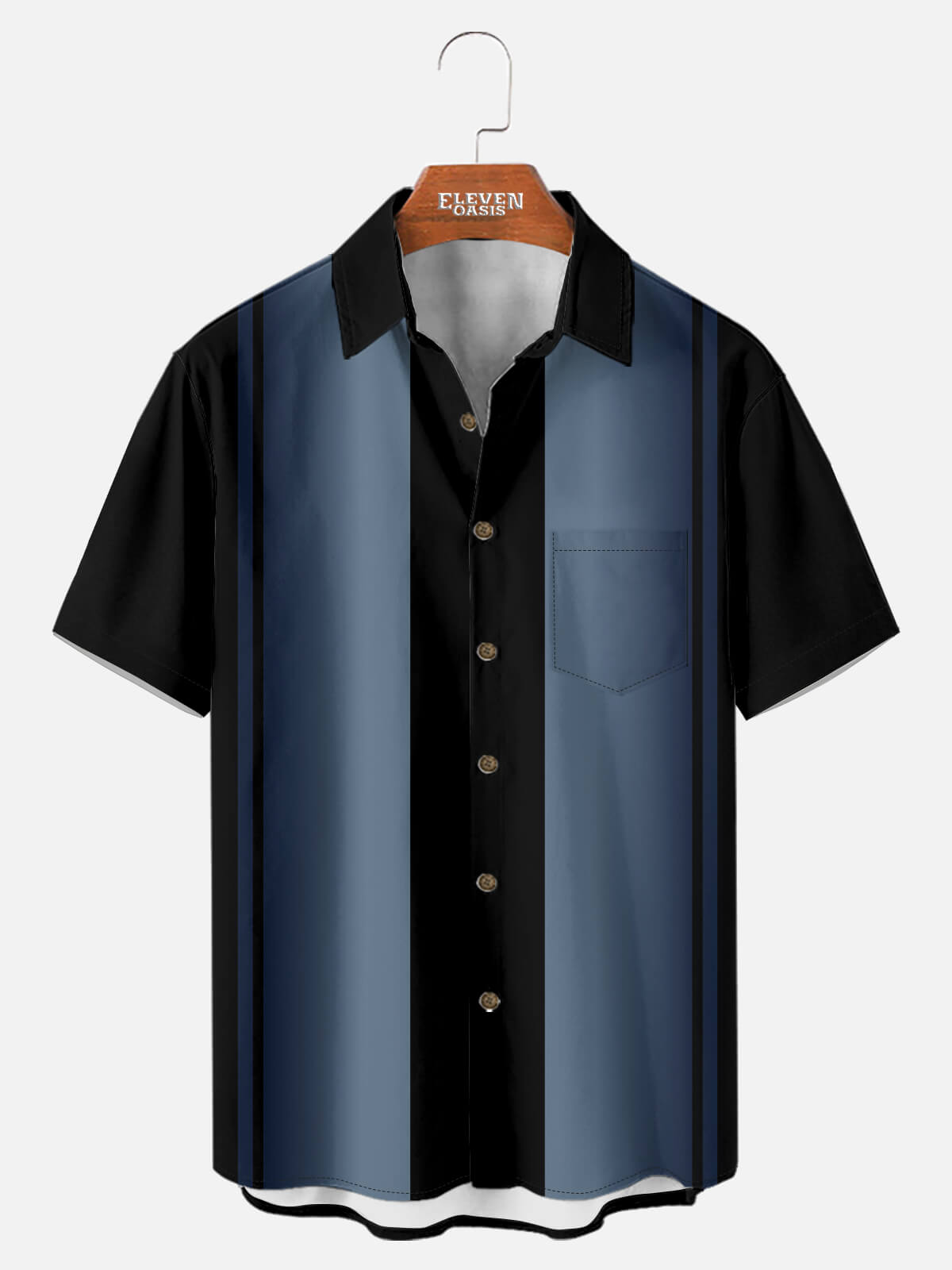 Tall Men's Retro Panel Stripe Short Sleeve Shirt Eleven Oasis