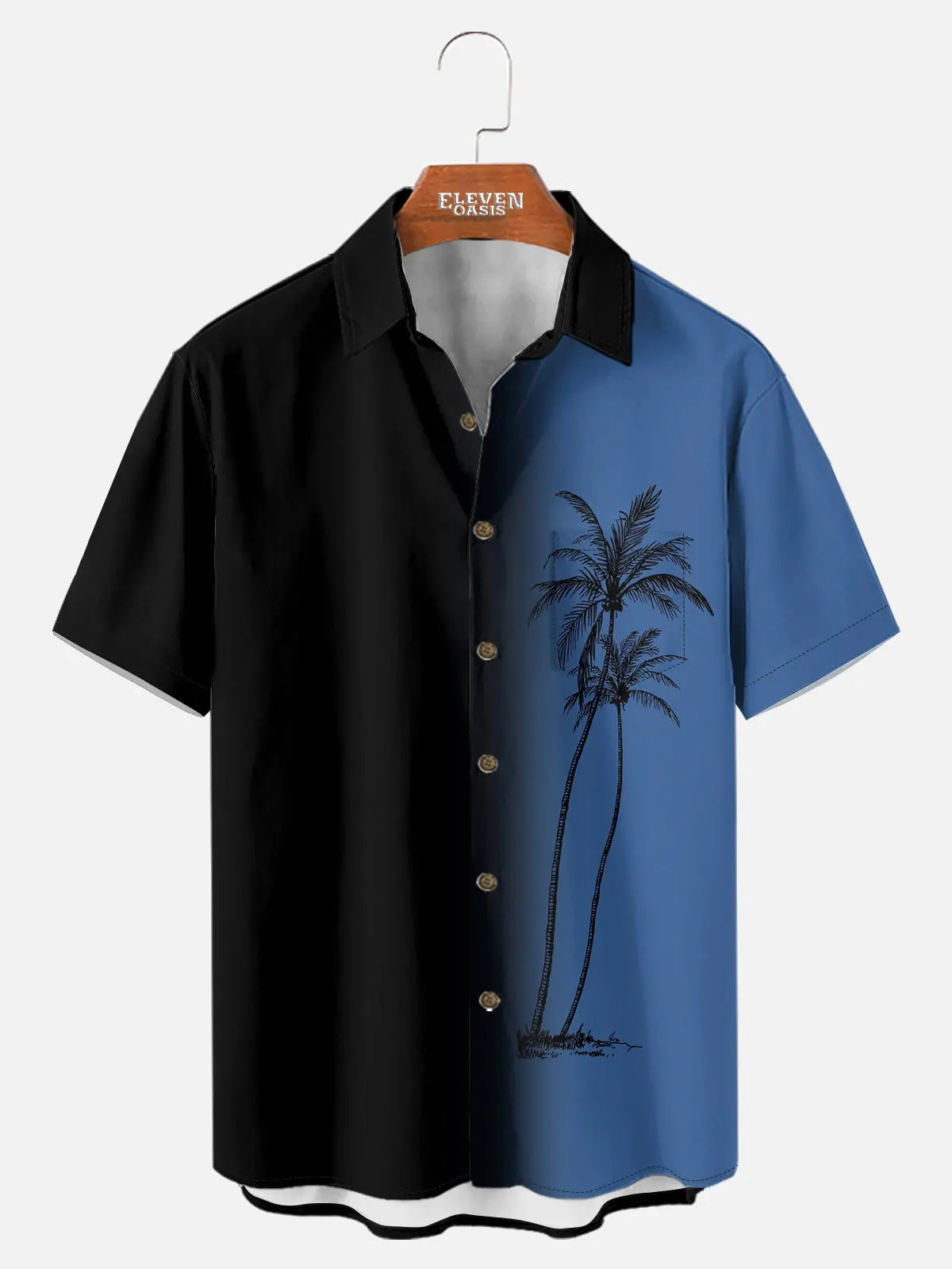 Men's Gradient Palm Tree Hawaiian Short Sleeve Shirt ElevenOasis