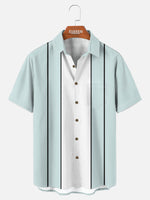 Men's Classic Striped Bowling Style Short Sleeve Shirt ElevenOasis