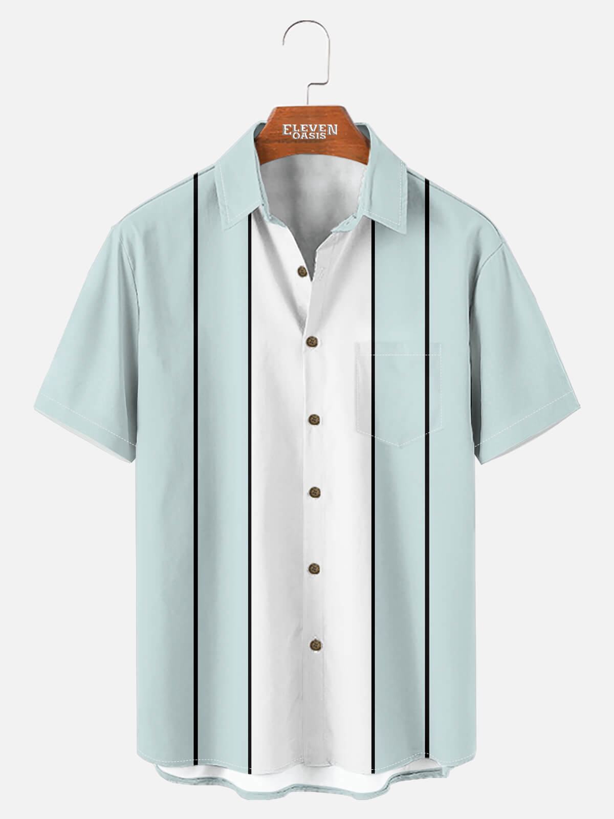 Men's Classic Striped Bowling Style Short Sleeve Shirt ElevenOasis