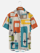 Men's Mid-Century Atomic Star Pattern Short Sleeve Shirt ElevenOasis