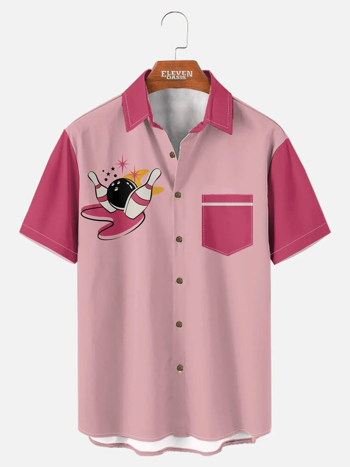 Tall Men's Custom Bowling Graphic Short Sleeve Shirt Eleven Oasis