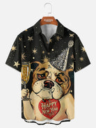 Tall Men's New Year Bulldog Short Sleeve Shirt Eleven Oasis