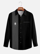Men's Rockabilly Skull Button Down Halloween Long Sleeve Shirt Eleven Oasis
