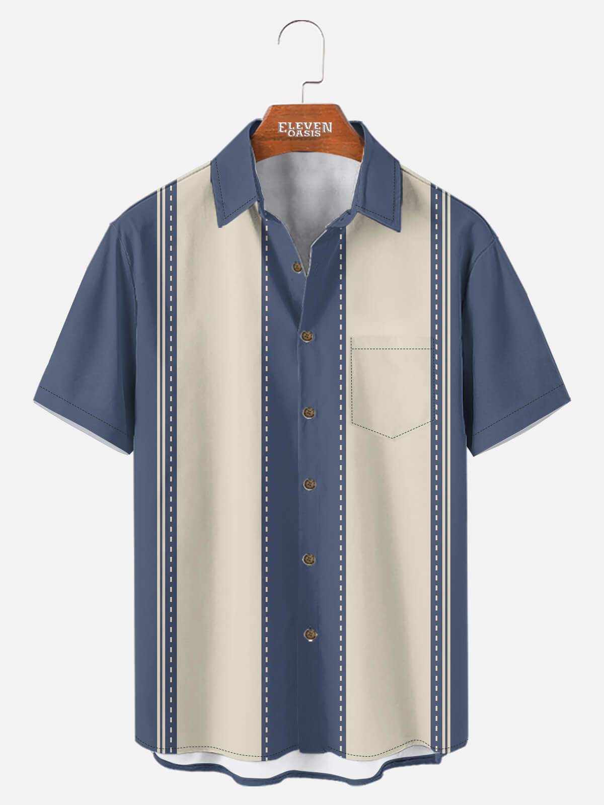 Tall Men's Classic Striped Bowling Style Short Sleeve Shirt ElevenOasis
