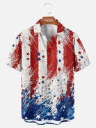 Men's Patriotic Paint Splash Short Sleeve Shirt Eleven Oasis