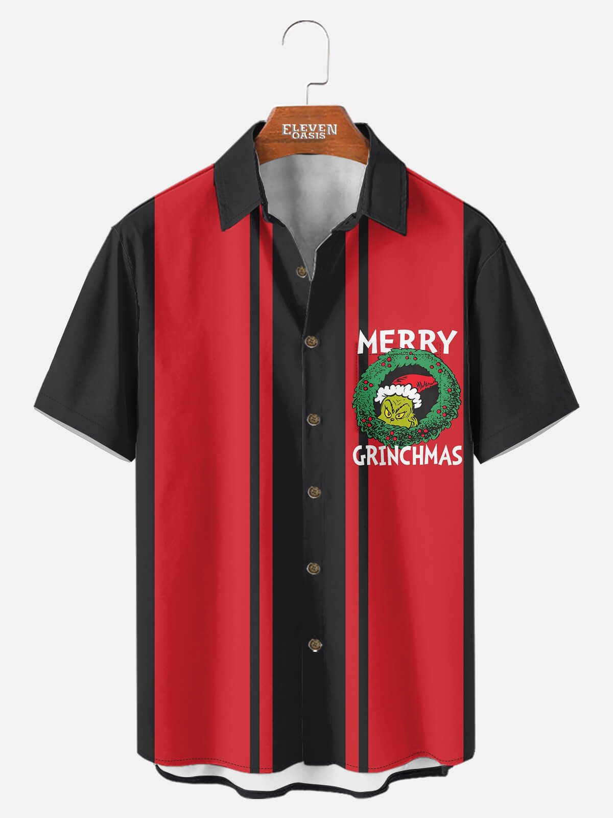 Men's Grinchmas Wreath Short Sleeve Shirt Eleven Oasis