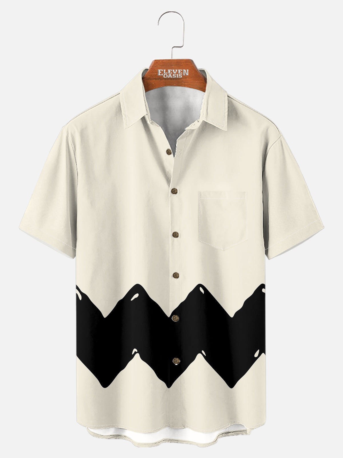 Men's Vintage Cartoon Zigzag Short Sleeve Shirt ElevenOasis