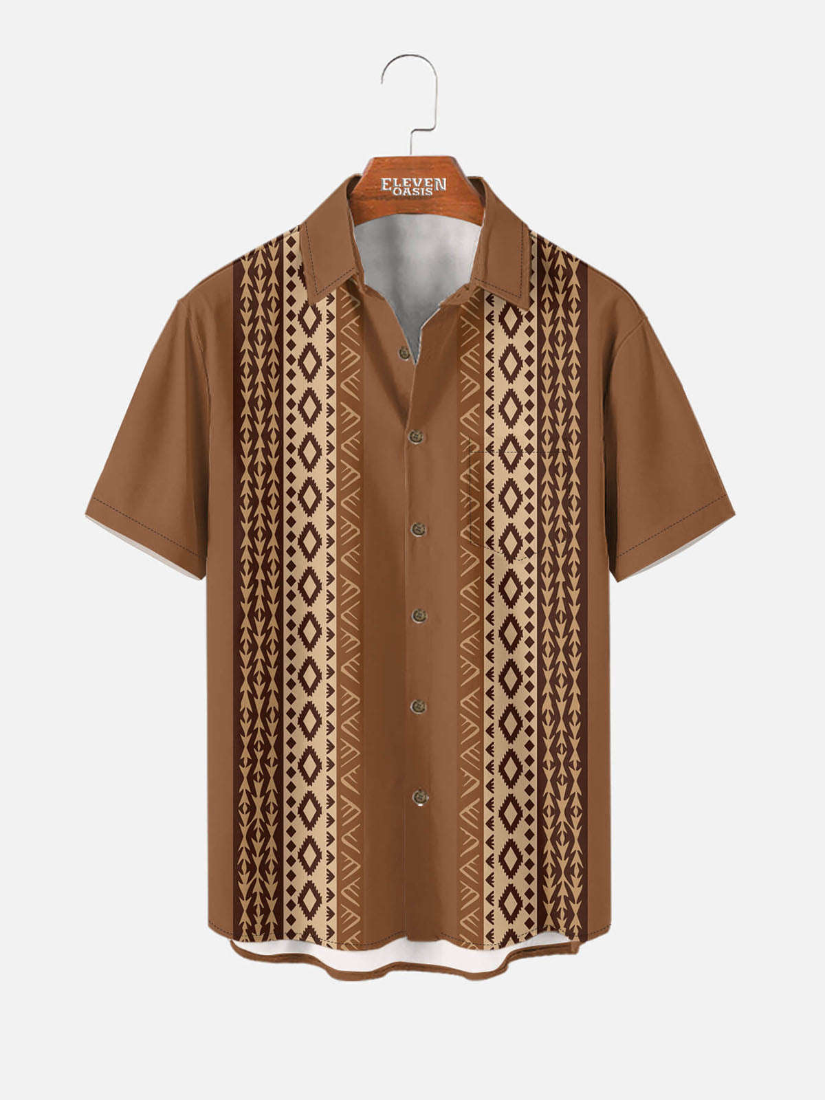 Men's Southwestern Pattern Panel Short Sleeve Shirt Eleven Oasis