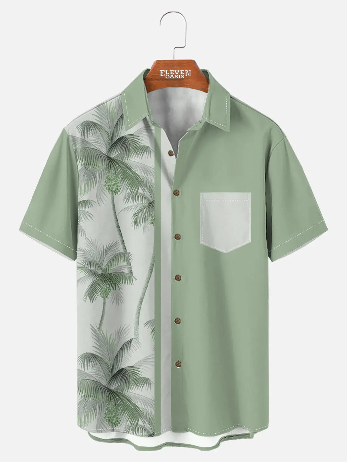 Men's Coconut Tree Casual Breathable Hawaiian Short Sleeve Shirt ElevenOasis