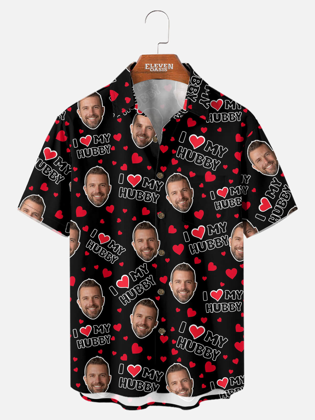 Custom Face Love Short Sleeve Shirt - I Heart My Wife / I Heart My Hubby (Sold individually) Eleven Oasis