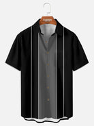 Men's Classic Striped Bowling Style Short Sleeve Shirt ElevenOasis