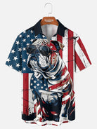 Tall Men's Patriotic Bulldog Short Sleeve Shirt Eleven Oasis