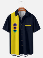 Tall Men's Modern Retro Panel Short Sleeve Shirt Eleven Oasis