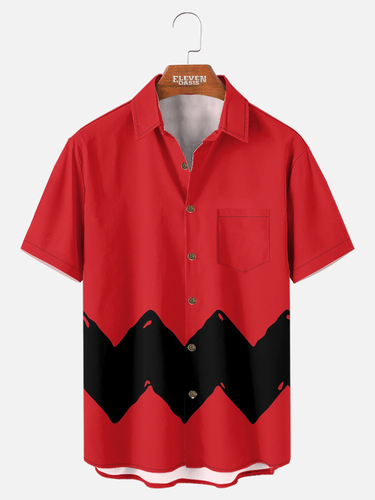 Men's Vintage Cartoon Zigzag Short Sleeve Shirt ElevenOasis