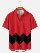 Men's Vintage Cartoon Zigzag Short Sleeve Shirt ElevenOasis