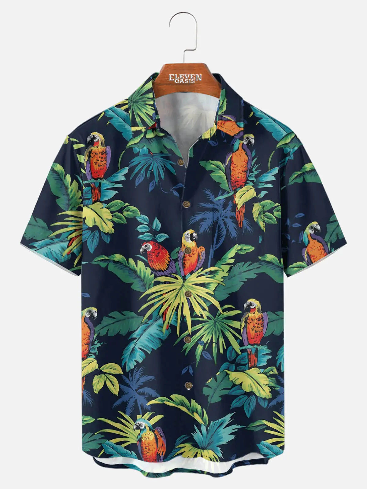 Tall Men's Parrot Paradise Short Sleeve Shirt Eleven Oasis