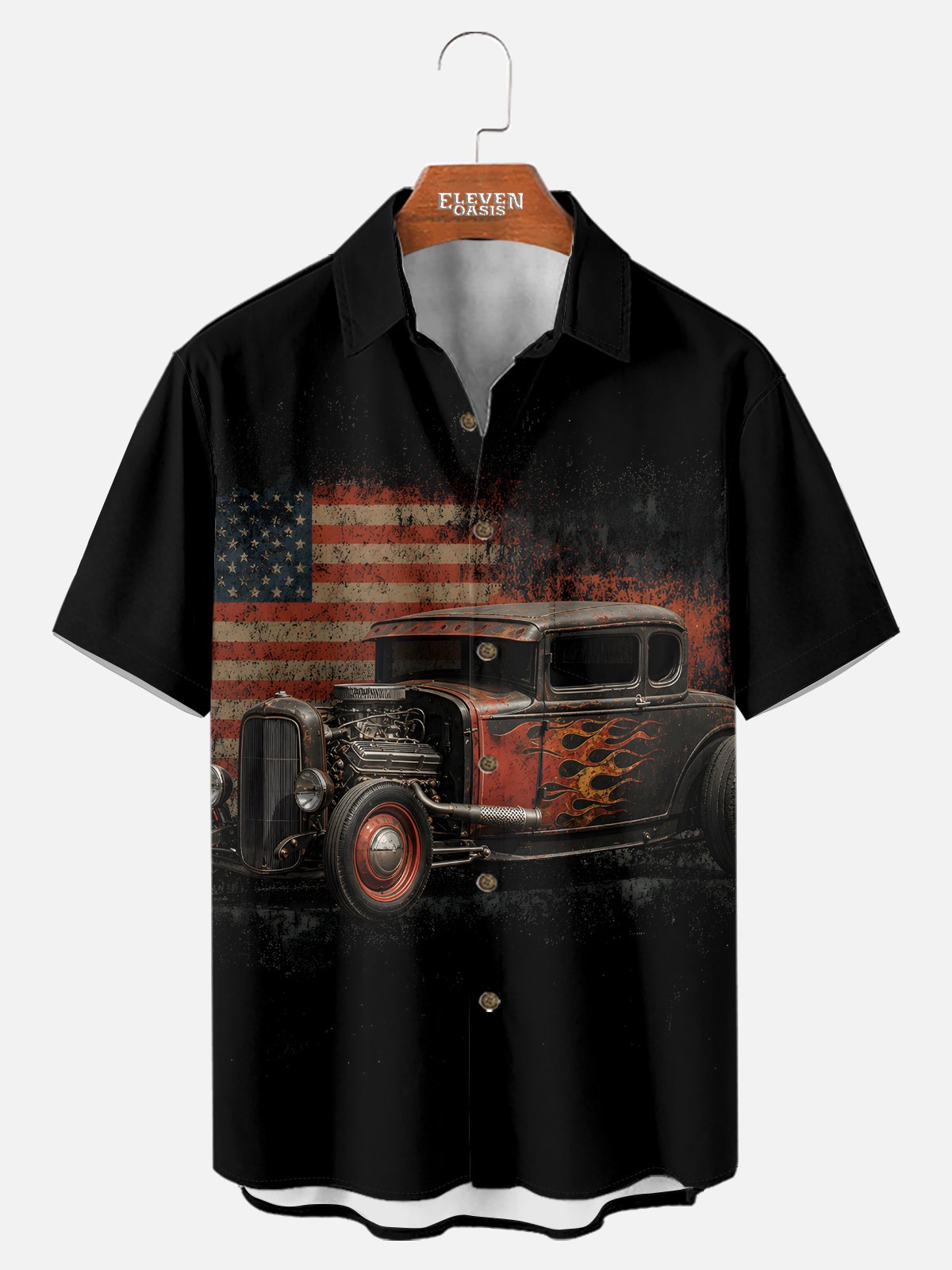 Men's Vintage Hot Rod Americana Short Sleeve Shirt Eleven Oasis