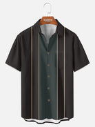 Men's Classic Striped Bowling Style Short Sleeve Shirt ElevenOasis