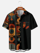 Men's Retro Geometric Panel Short Sleeve Shirt Eleven Oasis