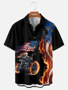 Men's Flaming Skeleton Biker Short Sleeve Shirt Eleven Oasis