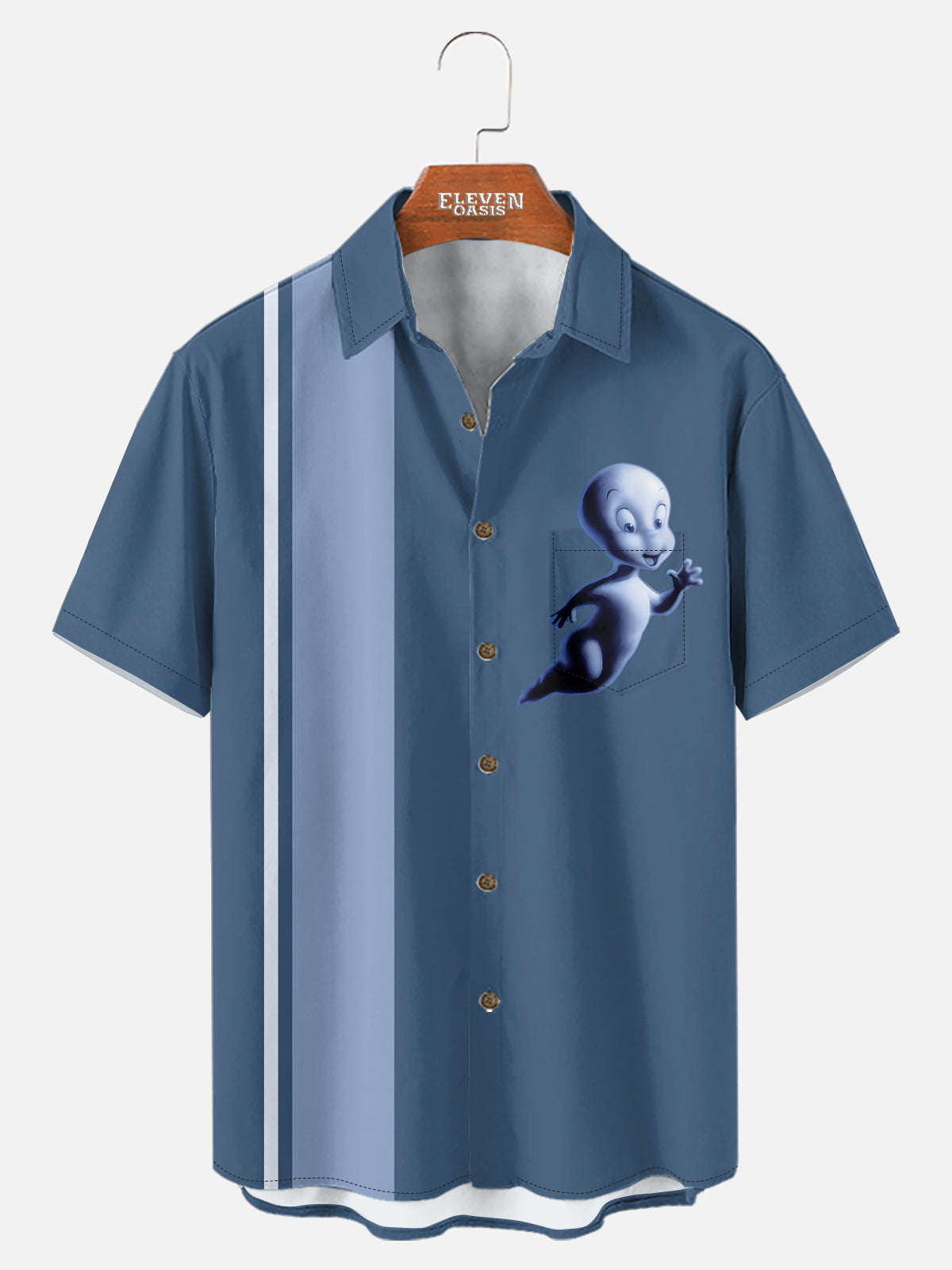 Men's Casper the Friendly Ghost Retro Halloween Short Sleeve Shirt Eleven Oasis