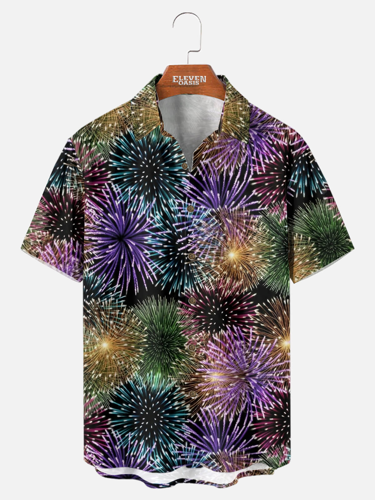 Tall Men's Fireworks Burst Short Sleeve Shirt Eleven Oasis